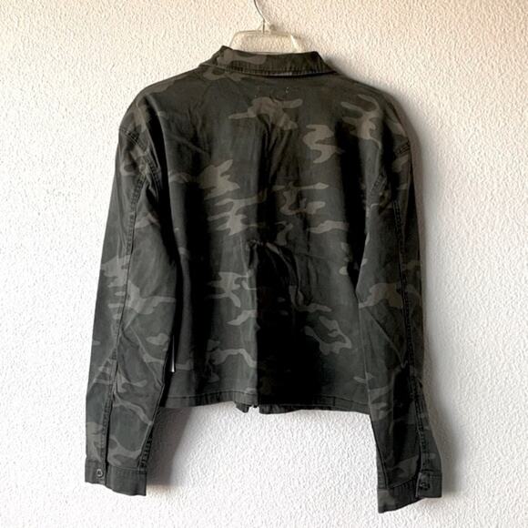 Good American camo denim military jacket stretch zip jean size XL 2/3 16 1X 2 3 - Picture 9 of 15